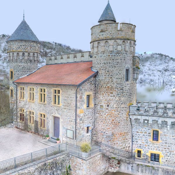 Le nuage 3DGS d'un château.