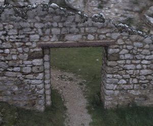 Le même mur avec le comblement&nbsp;: la surface paraît continue.